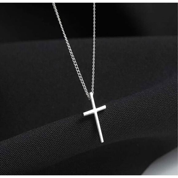 Simple Cross Charm Necklace Minimalist Gift Baptism Confirmation Religious Miles - Picture 4 of 4